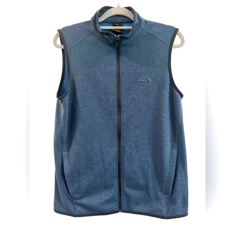 Oakley Mens Full Zip Golf Vest Blue Heathered Regular Fit‎ Small